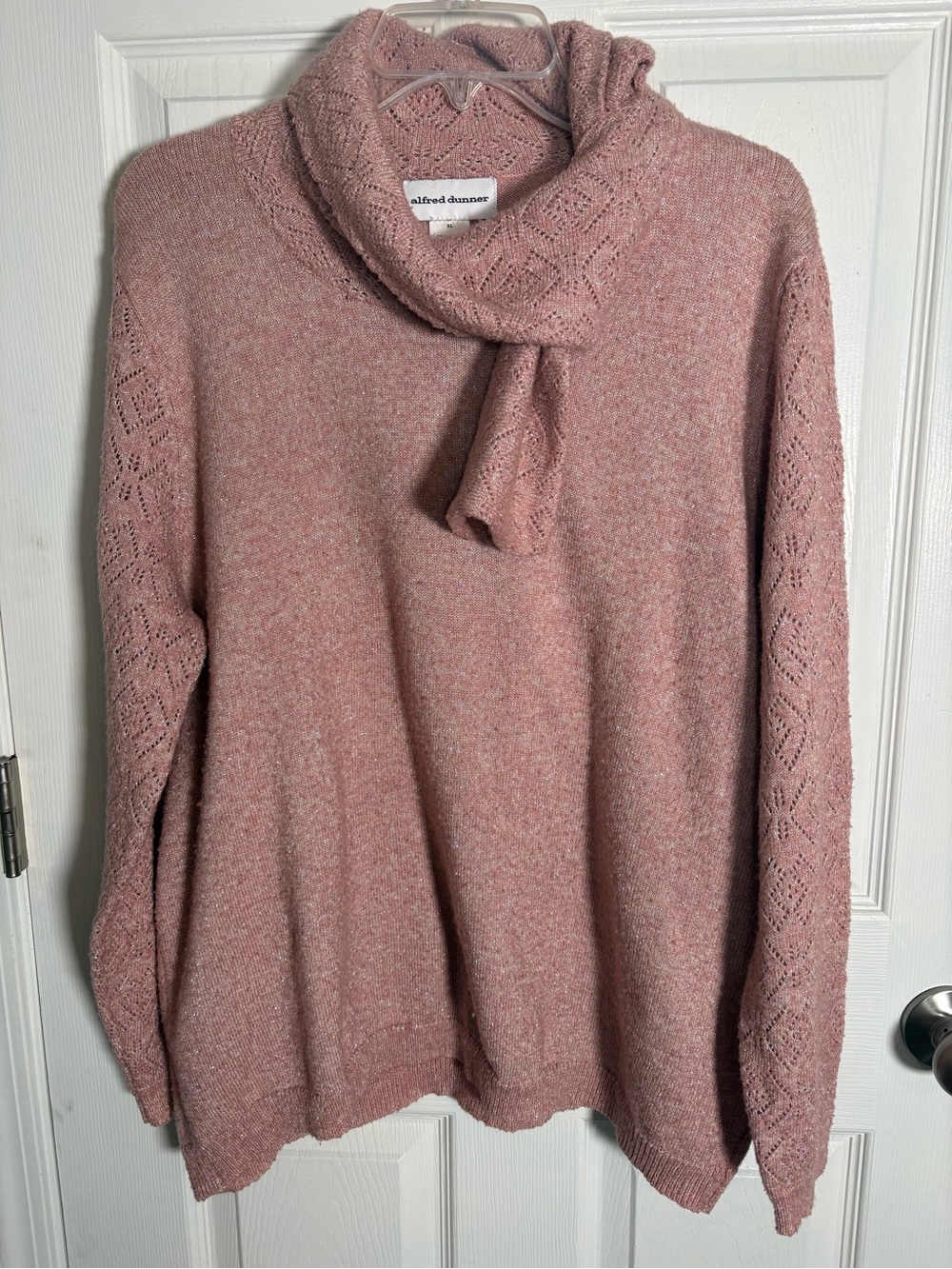 Alfred Dunner Dusty Rose Cowl-Neck Scarf Knit Sweater